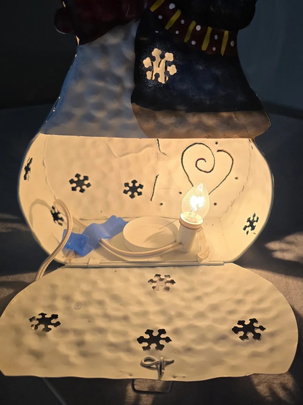 VTG Retired 3D Home Interiors Metal Snowmen Lighted Luminary Decor Lantern 10